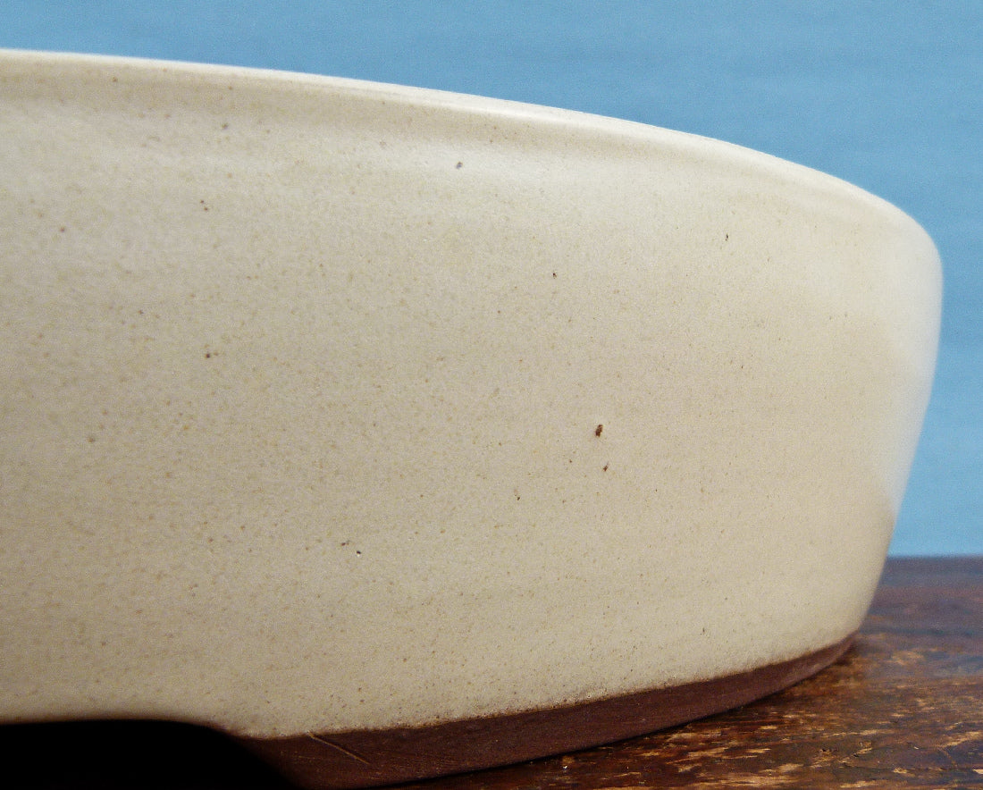 Cream Glazed Oval Bonsai Pot - 13"
