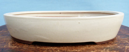 Cream Glazed Oval Bonsai Pot - 15"