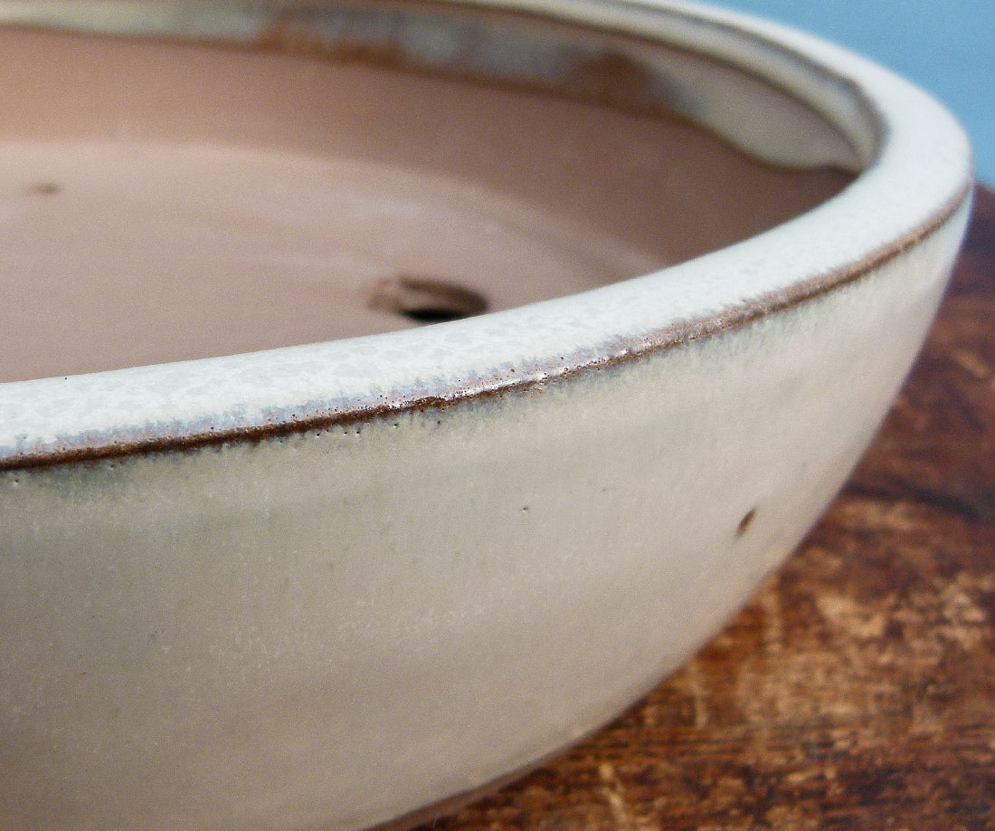 Cream Glazed Oval Bonsai Pot - 15"