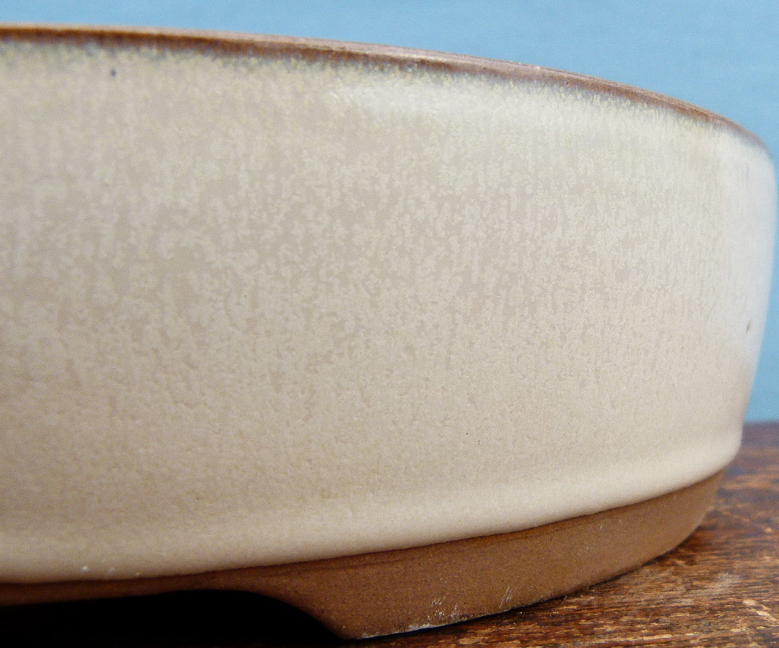 Cream Glazed Oval Bonsai Pot - 13"