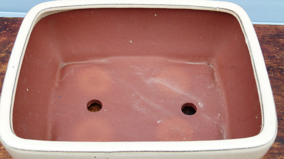 Cream Glazed Bonsai Pot - SECOND QUALITY