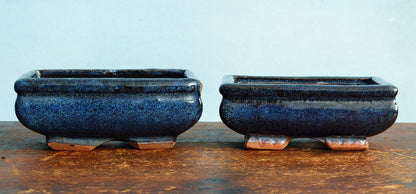 Glazed Bonsai Pots Clearance - 2 x Used Bonsai Pots Set