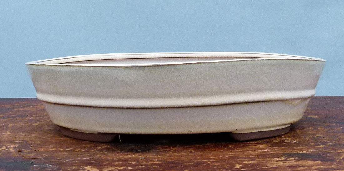 Cream Glazed Bonsai Pot - SECOND QUALITY