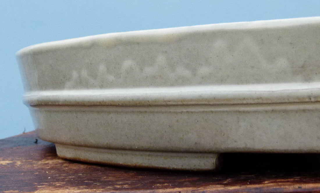 Japanese Tokoname Cream Glazed Oval Bonsai Pot - 22" 