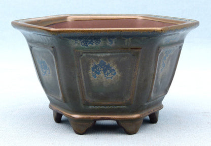 Top Quality Glazed Hexagonal Shohin Bonsai Pot - 6"