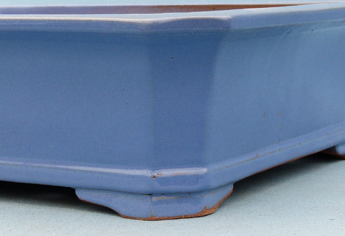 Exhibition Quality Light Blue Glazed Rectangular Bonsai Pot - 21"