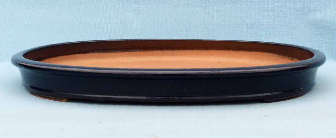 Exhibition Quality Dark Blue Glazed Oval Bonsai Pot - 25"