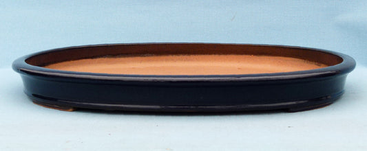 Exhibition Quality Dark Blue Glazed Oval Bonsai Pot - 25"