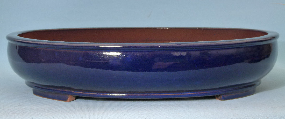 Exhibition Quality Dark Blue Glazed Oval Bonsai Pot - 22"