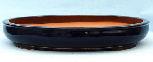 Exhibition Quality Dark Blue Glazed Oval Bonsai Pot - 26"