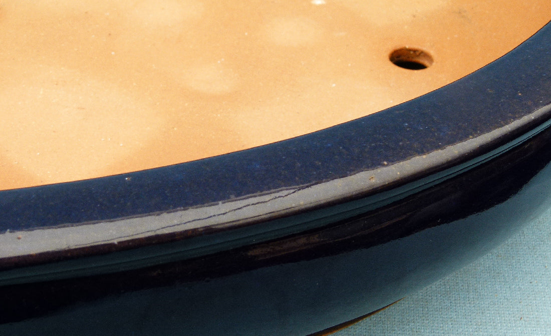 Exhibition Quality Dark Blue Glazed Oval Bonsai Pot - 30"