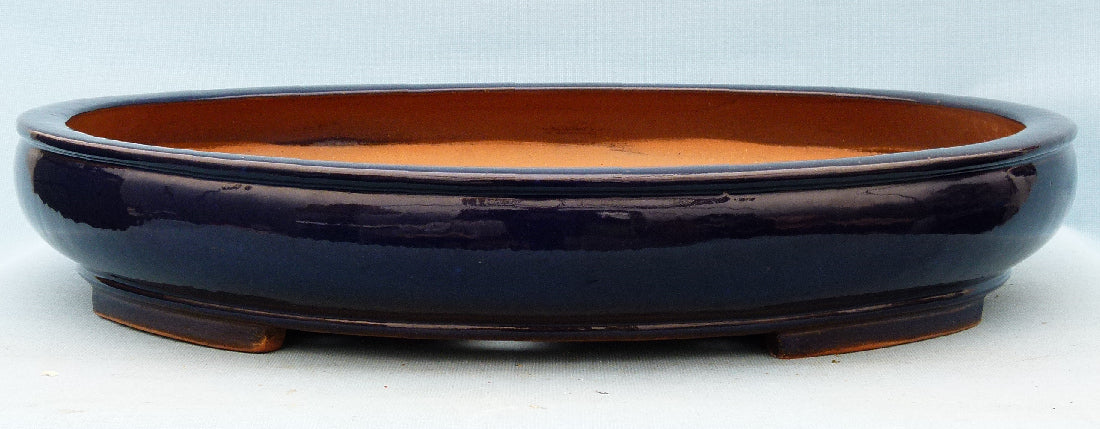 Exhibition Quality Dark Blue Glazed Oval Bonsai Pot - 30"