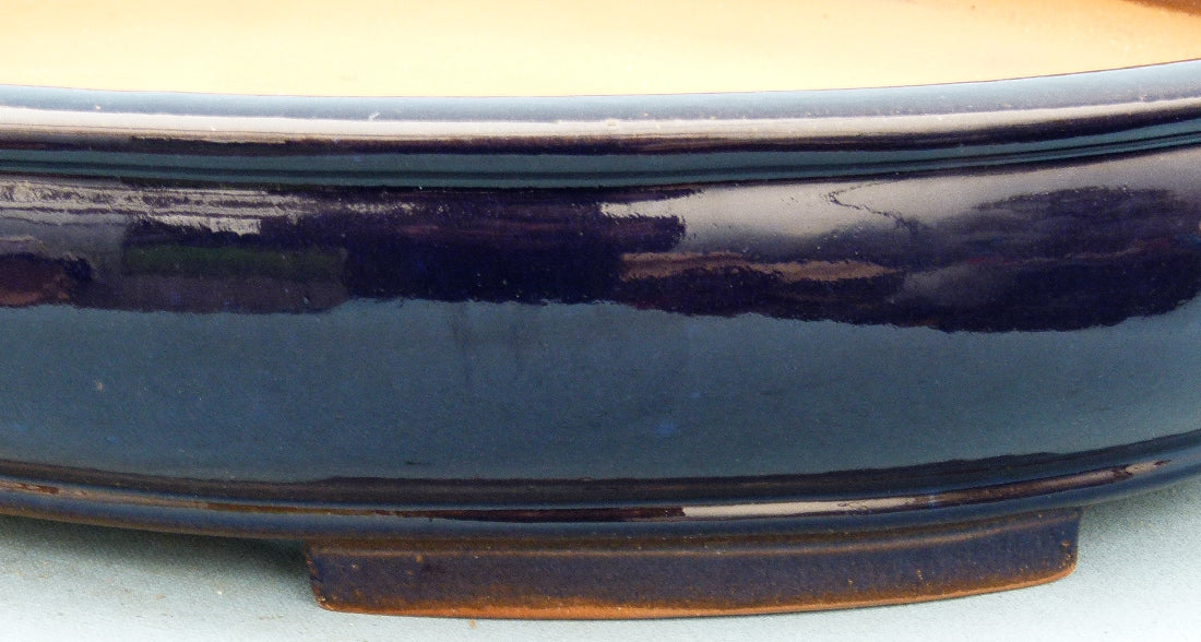 Exhibition Quality Dark Blue Glazed Oval Bonsai Pot - 30"