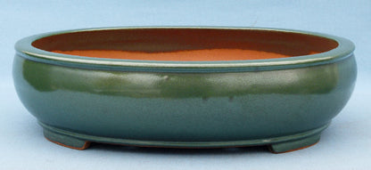 Exhibition Quality Green Glazed Oval Bonsai Pot - 19"