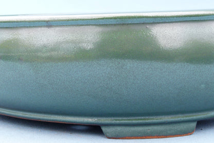 Exhibition Quality Green Glazed Oval Bonsai Pot - 19"