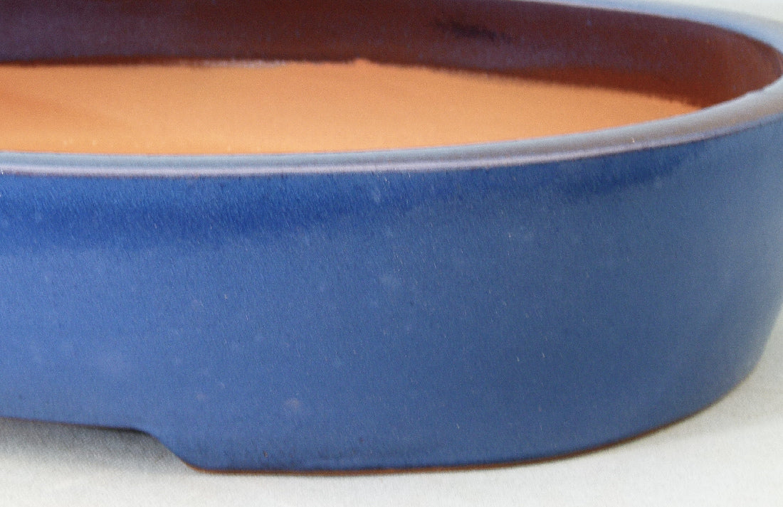 Exhibition Quality Blue Glazed Oval Bonsai Pot - 24"