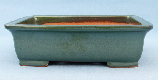 Exhibition Quality Green Glazed Rectangular Bonsai Pot - 15"