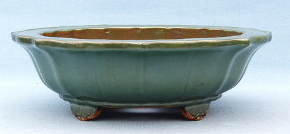 Exhibition Quality Green Glazed Round Bonsai Pot - 16"