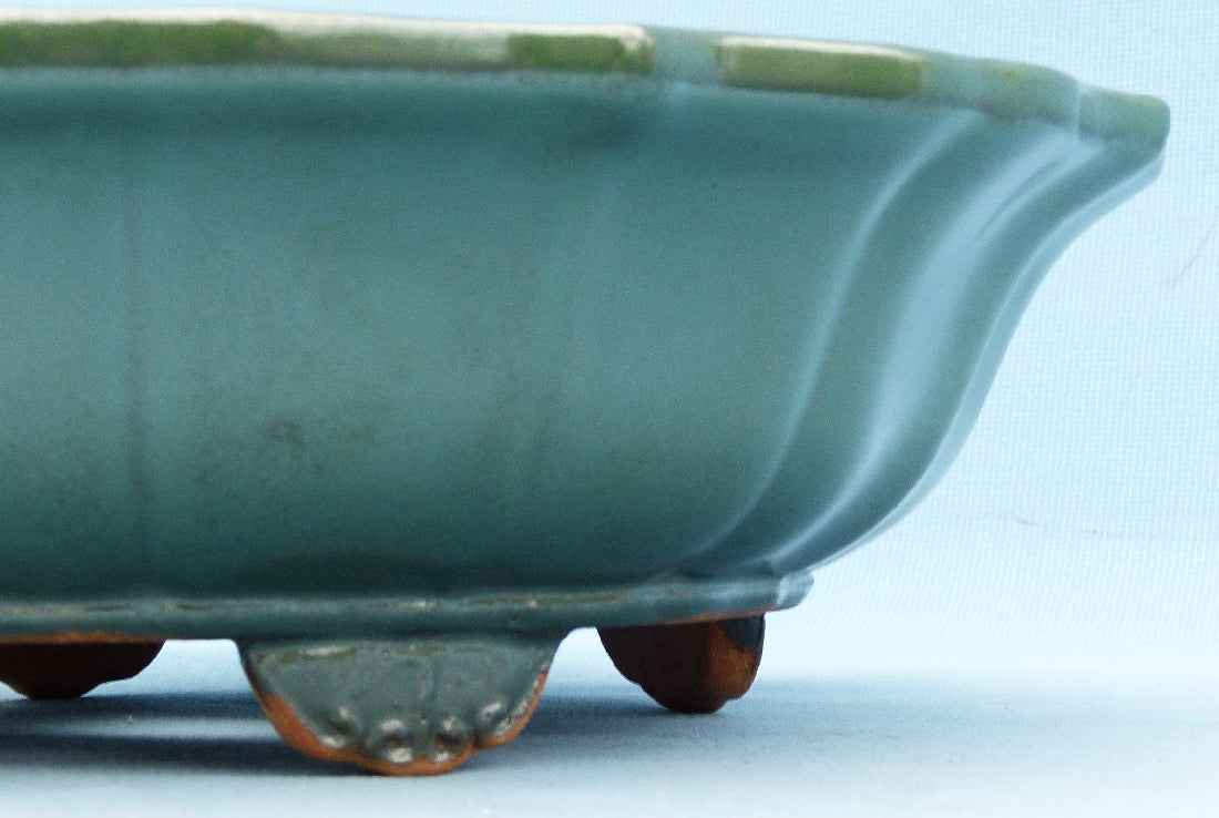 Exhibition Quality Green Glazed Round Bonsai Pot - 16"