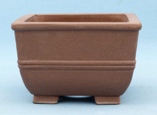 Square Semi-Cascade Style Unglazed Bonsai Pot - 6.5"