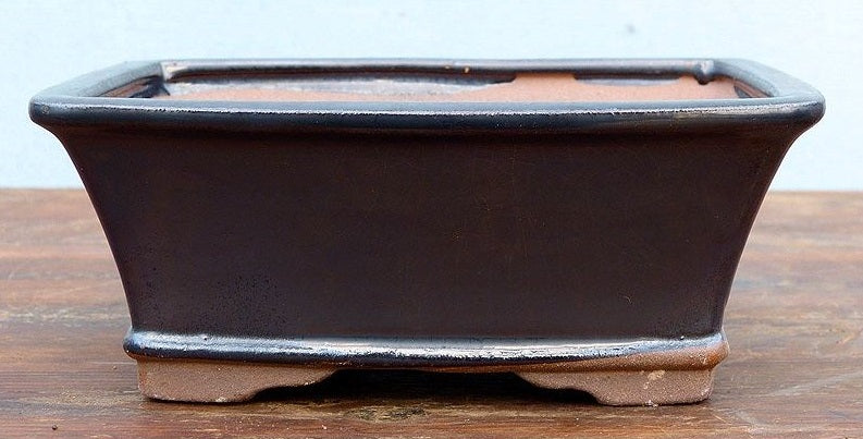 Blue/Grey Glazed Rectangular Bonsai Pot - 7"