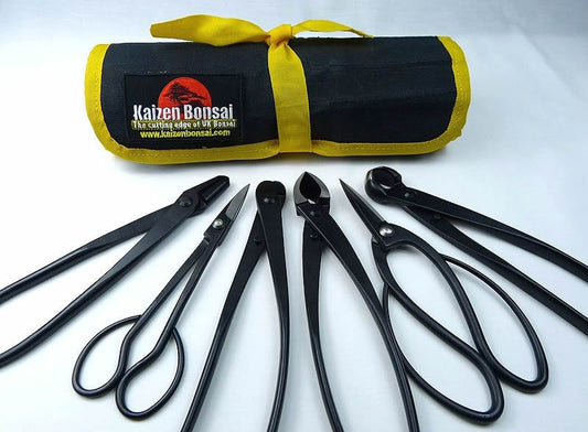 Bonsai Tools Kit - 6 Piece- Large Black Carbon Steel Tools