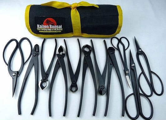 Bonsai Tools Kit - 11 Piece Black Carbon Steel Tools