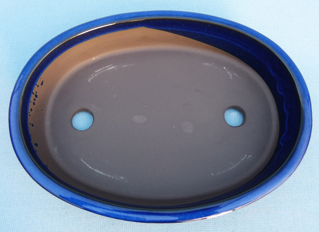 Japanese Made Quality Blue Glazed Oval Bonsai Pot