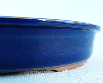 Japanese Made Quality Blue Glazed Oval Bonsai Pot