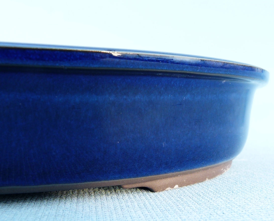 Japanese Made Quality Blue Glazed Oval Bonsai Pot