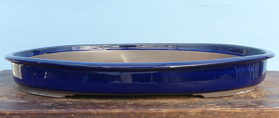 Japanese High Quality Blue Glazed Oval Bonsai Pot 18"