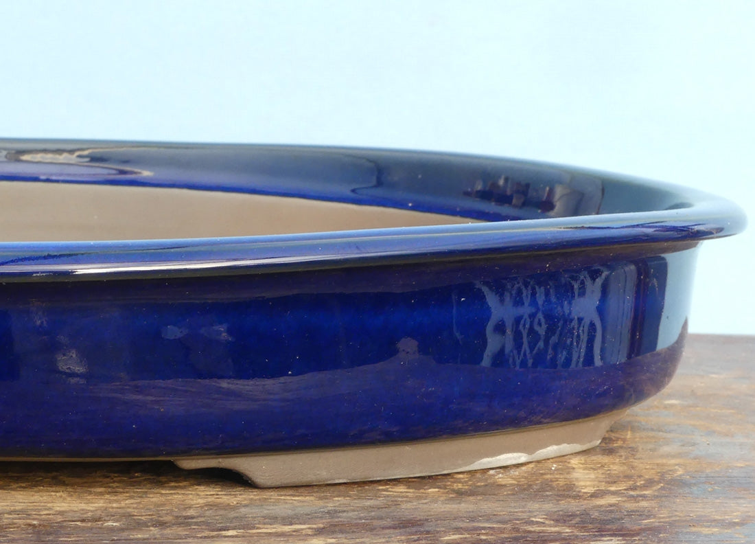 Japanese High Quality Blue Glazed Oval Bonsai Pot 18"