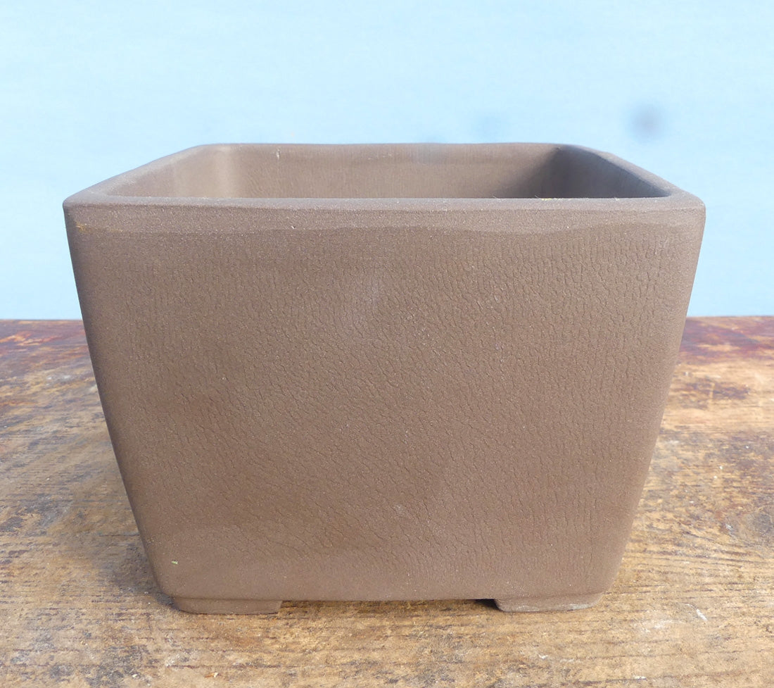 Square Cascade Style Unglazed Japanese Made Bonsai Pot - 4.5"