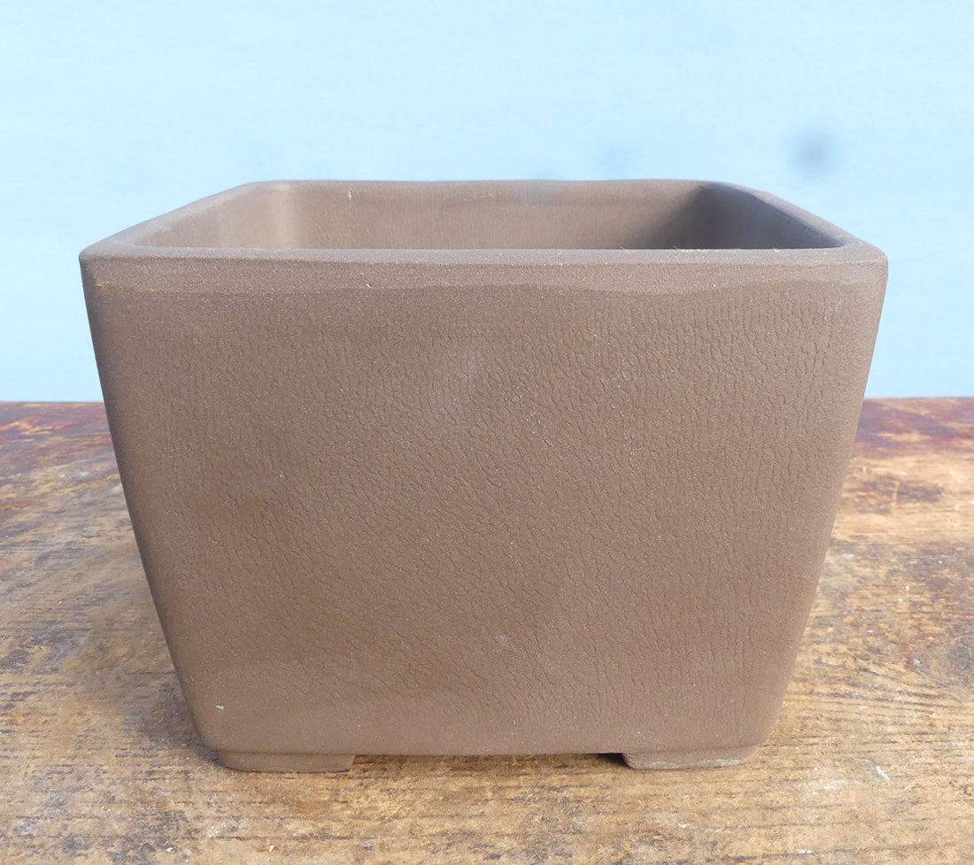 Square Cascade Style Unglazed Japanese Made Bonsai Pot - 3.5"