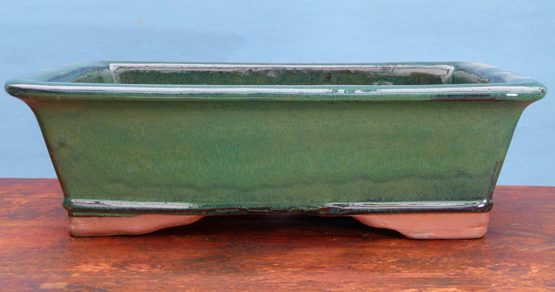 Blue/Grey Glazed Rectangular Bonsai Pot - 15"