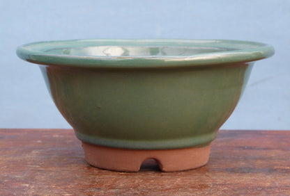 Japanese High Quality Glazed Round Bonsai Pot - 7.5"