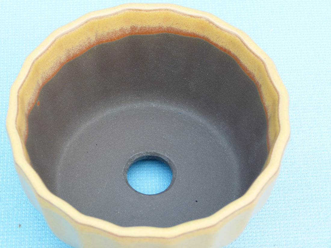 High Quality Japanese Glazed Round Bonsai Pot 
