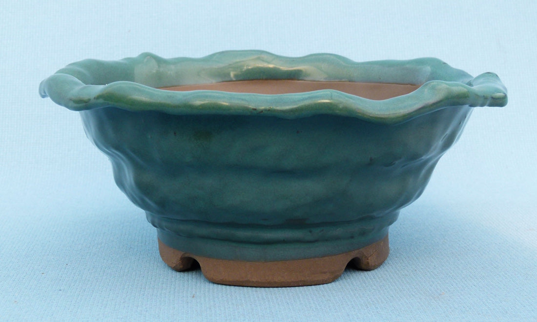 Informal Round Glazed Japanese Bonsai Pot 