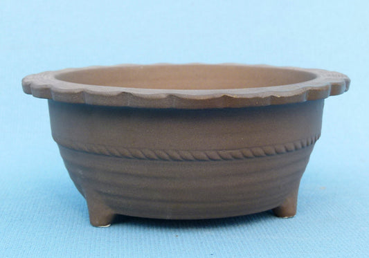 Round Unglazed Japanese Made Bonsai Pot