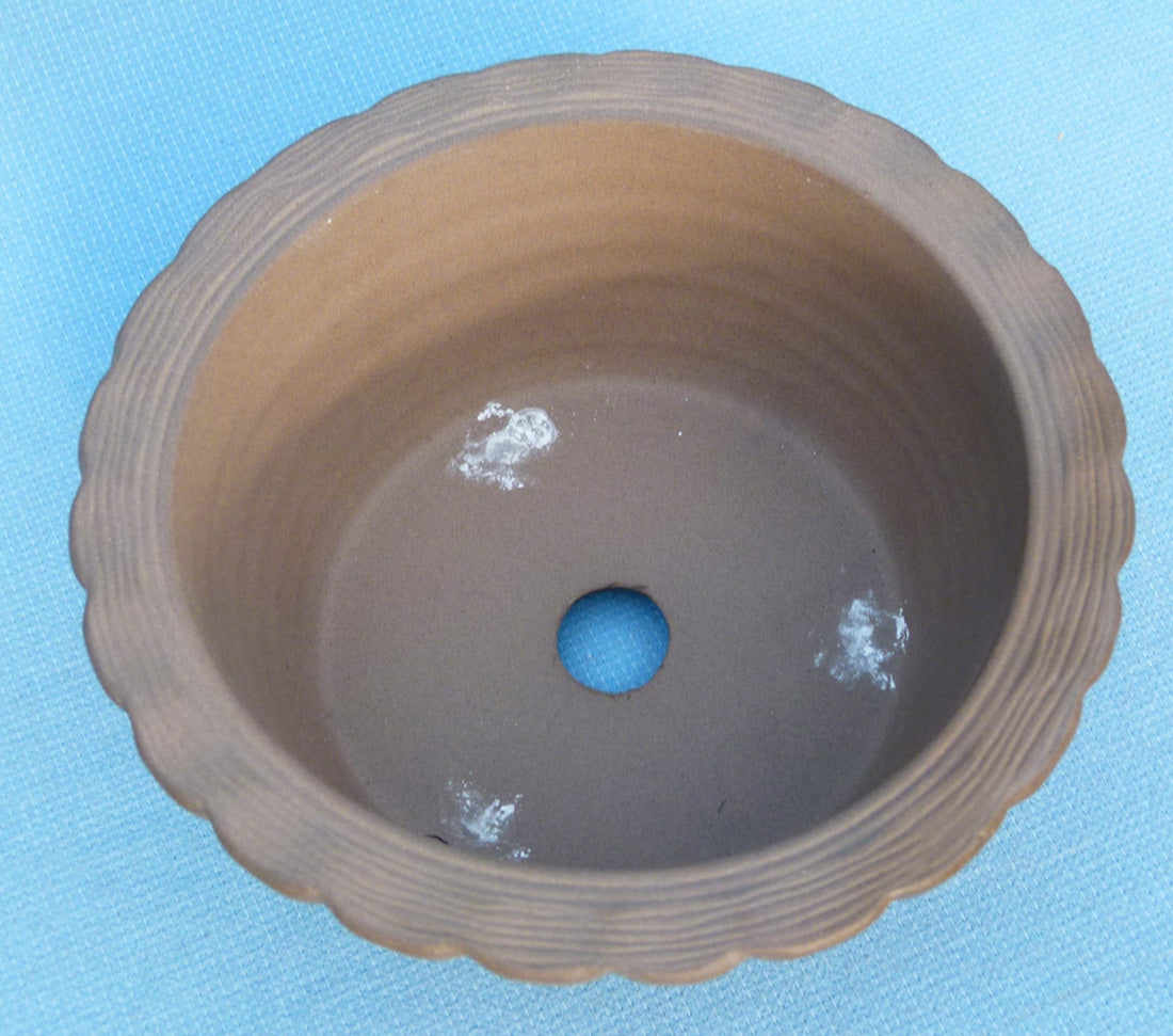 Round Unglazed Japanese Made Bonsai Pot