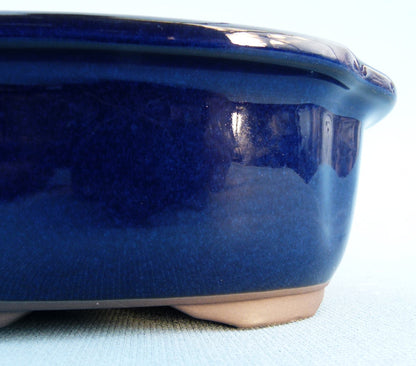 Oval Blue Glazed Japanese Made Bonsai Pot - 9.5"