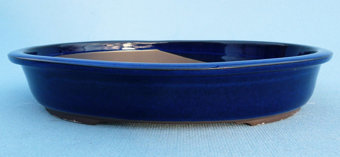 Japanese Made Quality Blue Glazed Oval Bonsai Pot