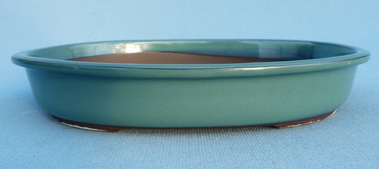 Japanese Made Quality Green Glazed Oval Bonsai Pot 