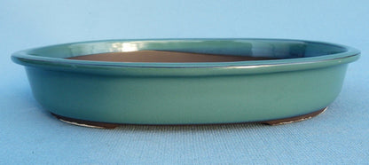 Japanese Made Quality Green Glazed Oval Bonsai Pot