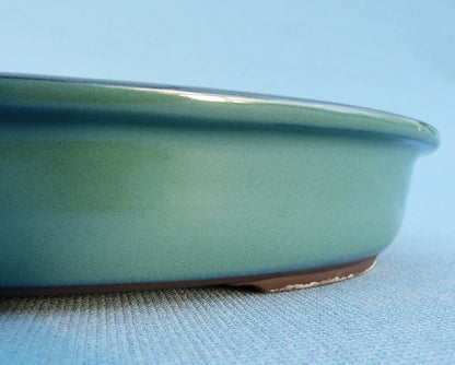 Japanese Made Quality Green Glazed Oval Bonsai Pot 