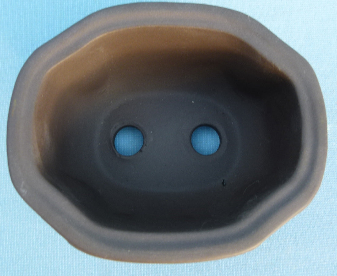 Oval Unglazed Japanese Made Bonsai Pot 
