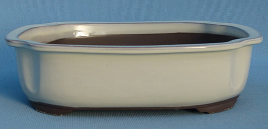 Oval Cream Glazed Japanese Made Bonsai Pot - 11"