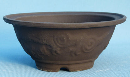 Round Unglazed Japanese Made Bonsai Pot 