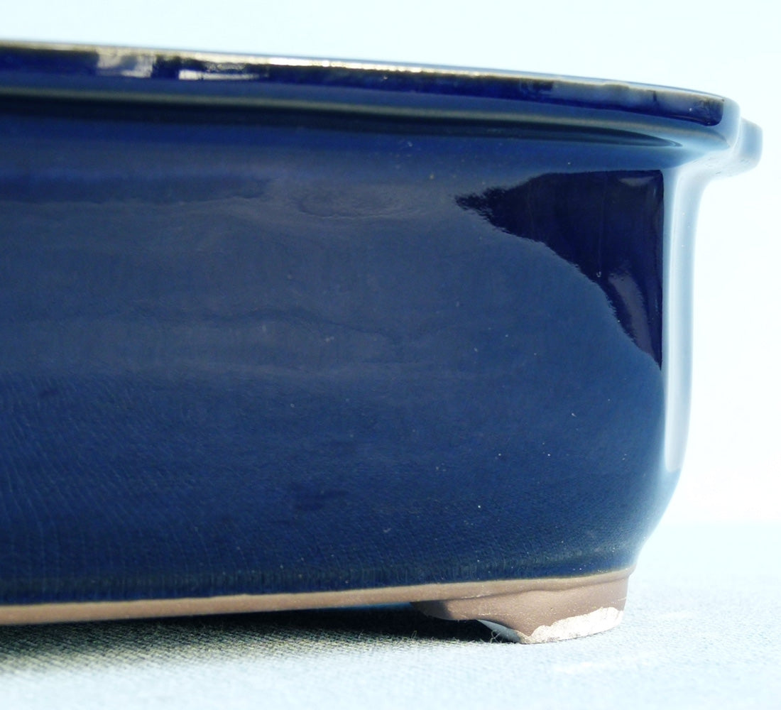 Oval Blue Glazed Japanese Made Bonsai Pot - 10"