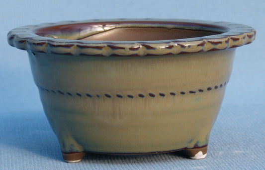 Round Glazed Japanese Made Bonsai Pot - 5.5"